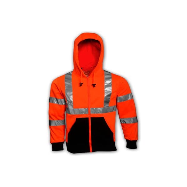 Tingley Hi-Vis Hooded Sweatshirt, Class 3, Type R, 100% polyester, Orange, 5X S78129.5X - main
